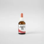 Botticino da 30 ml di olio corpo Linea55, creato per stimolare l’euforia e il buon umore. Etichetta rossa.