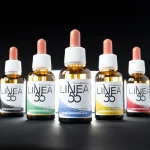 Composizione dell’olio corpo Linea55 Tristezza con estratti di menta, pino e oli essenziali riequilibranti.