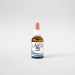 Bottiglia da 30 ml di olio corpo Linea55 per il benessere emotivo, formulato per alleviare la tristezza. Etichetta blu.