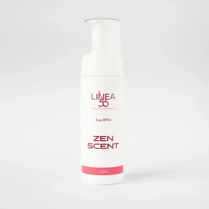 Flacone da 150 ml di mousse detergente Re9va Zen Scent Linea55, ideale per la pulizia e il riequilibrio della pelle del viso.